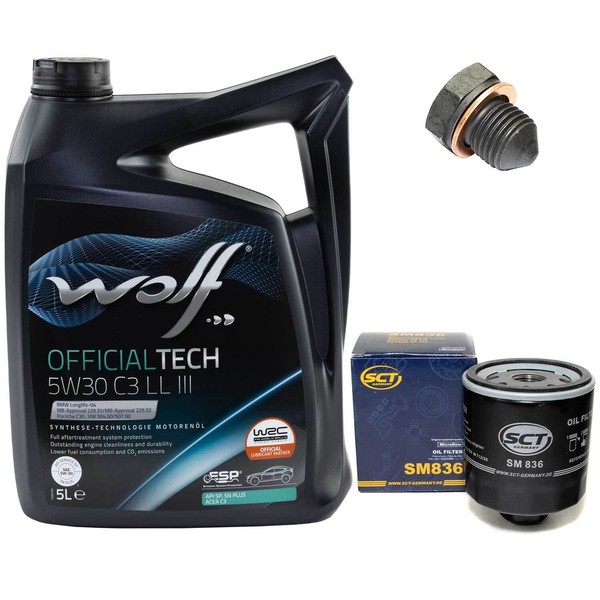 MotoröL Set 5W30 5 Liter + ÖLfilter + ÖLablassschraube FüR Audi 200 VW Lupo 1.0-image