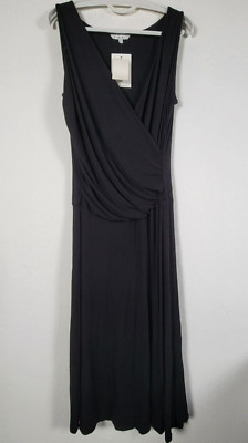 Cabi Women's After Five Sleeveless Ruched Faux-Wrap Mini Dress Black Large New