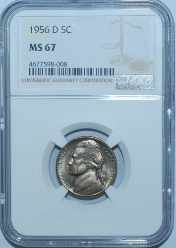 1956 D NGC MS67 5C Jefferson Nickel