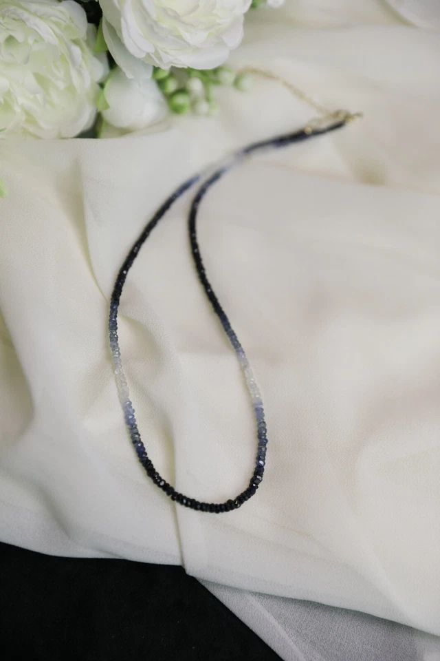 Collar Ombre Zafiro Azul Lleno Oro 14K Foto 4 de 4