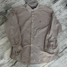 Vintage Polo Ralph Lauren Shirt Adult 2XL Blake Brown Mini-Check Button Up Men's
