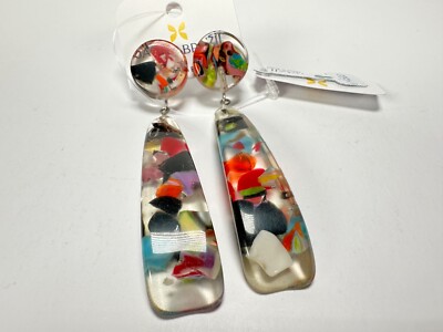 Jackie Brazil ''Mel'' Cascade Stud & Leaf On Pin Resin Earrings (E4500)