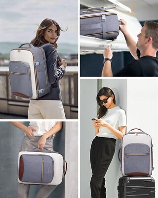 LOVEVOOK 40L Carry On Backpack - Airline Approved Personal Item, Includes 3 Packing Cubes, Black-Brown