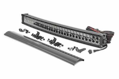 Rough Country 30''Curved Cree LED Light Bar-Dual Row Black Series w/ Amber DRL
