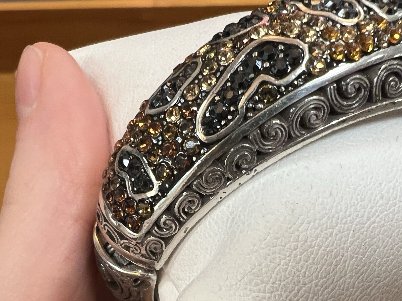 Brighton Rhinestone Leopard Pattern Wide Hinged B… - image 5