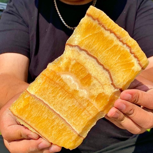 440G Natural yellow calcite flakes mineral polished crystal energy therapy - Imagen 7 de 13