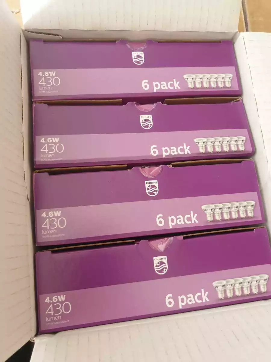 24pc X 4.6W GU10 Philips Cool White 4000K LED Lamp bulb for