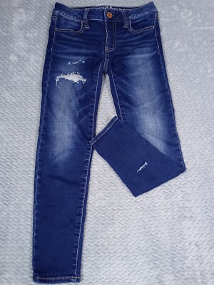American Eagle Jeans Womens Junior size 00 Distressed Stretch 25x23