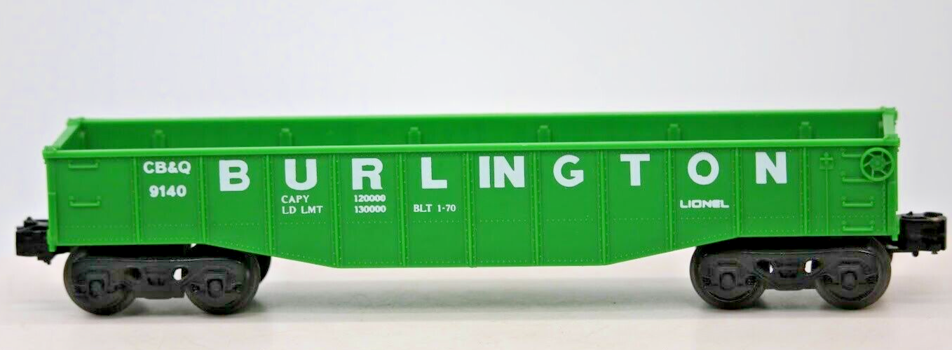 Lionel O Gauge 1:48 Burlington Northern 9140 Gondola Green Model Train