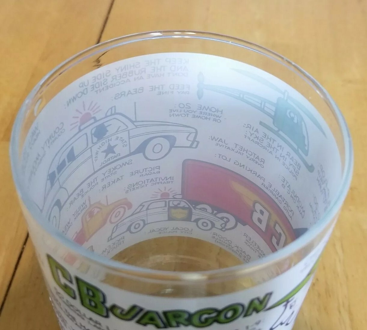 Vintage "CB JARGON" Trucker Large DRINKING GLASS Tractor Trailer, 18