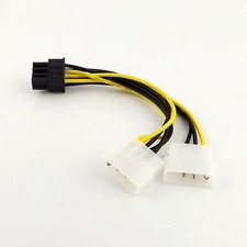 1x Dual 4 Pin Molex IDE to 8Pin PCI Express Video Card Power PCI-E Adapter Cable