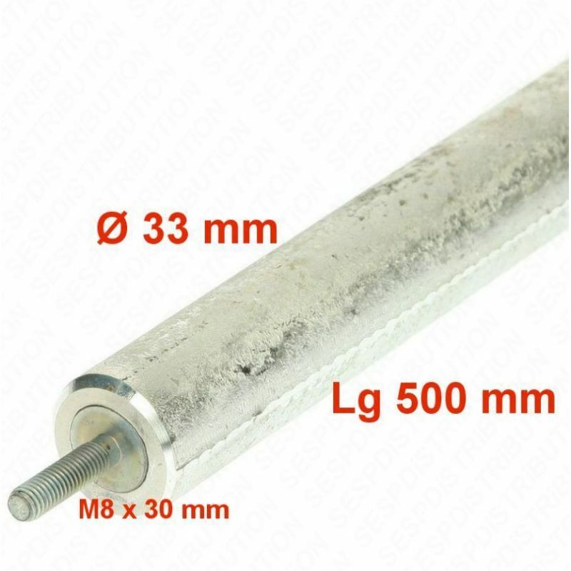 Anode magnésium Ø 33 mm Lg 500 mm montage is pour protection cuve ballon d'eau chaude