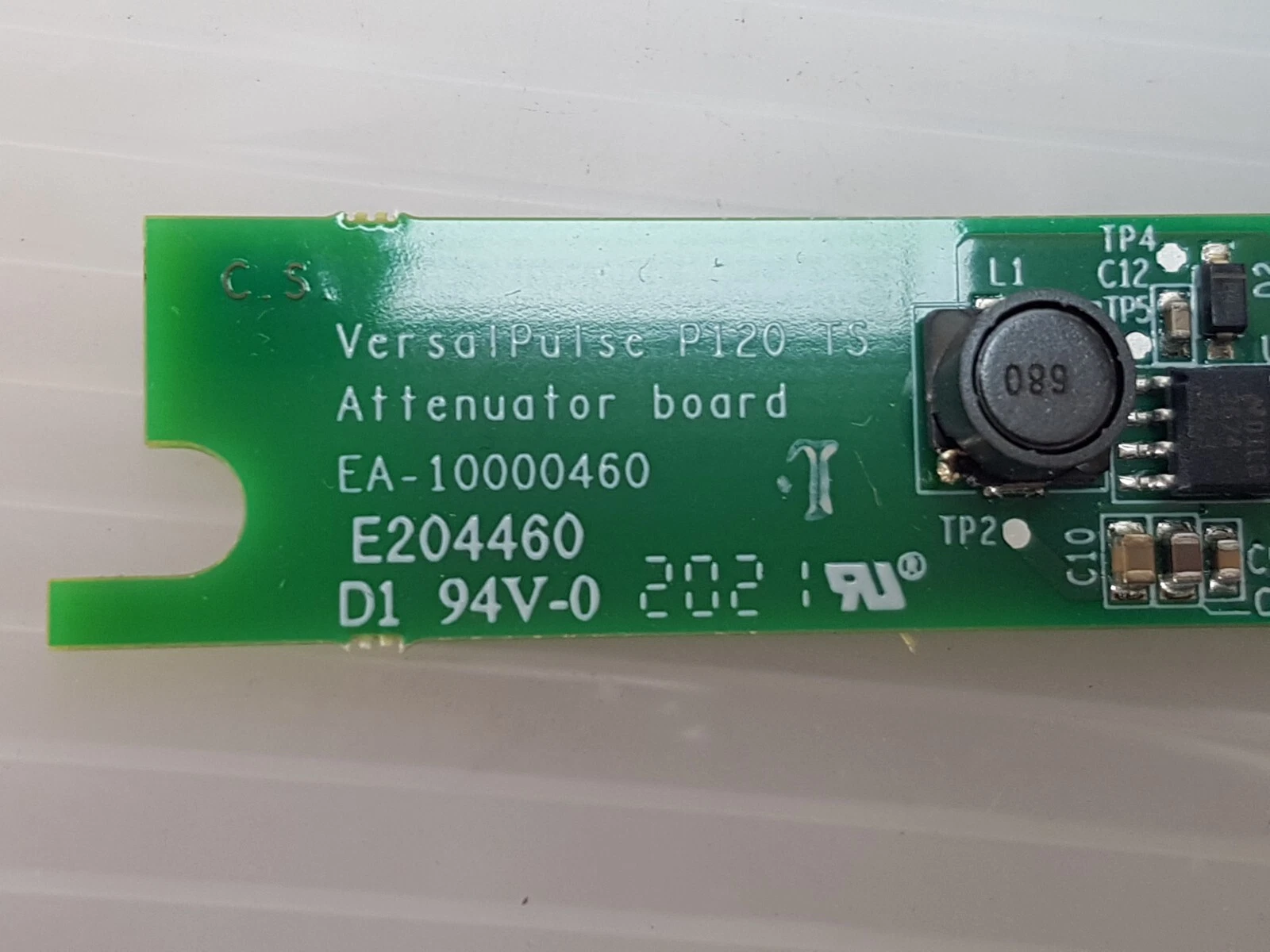 Silkscreen close-up: VersalPulse P120 TS Attenuator board EA-10000460