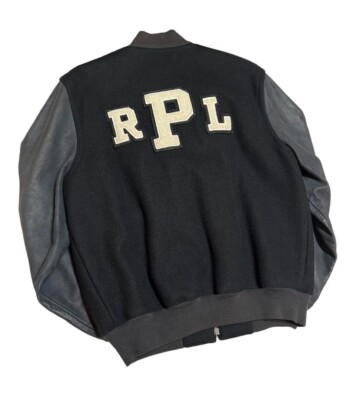 Rare 90s Polo Sport Ralph Lauren Leather Varsity Jacket (L