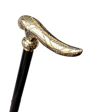 Vintage Antique 19C Lyon Maker Gold Filled Handle Wood Fancy Walking Stick Cane