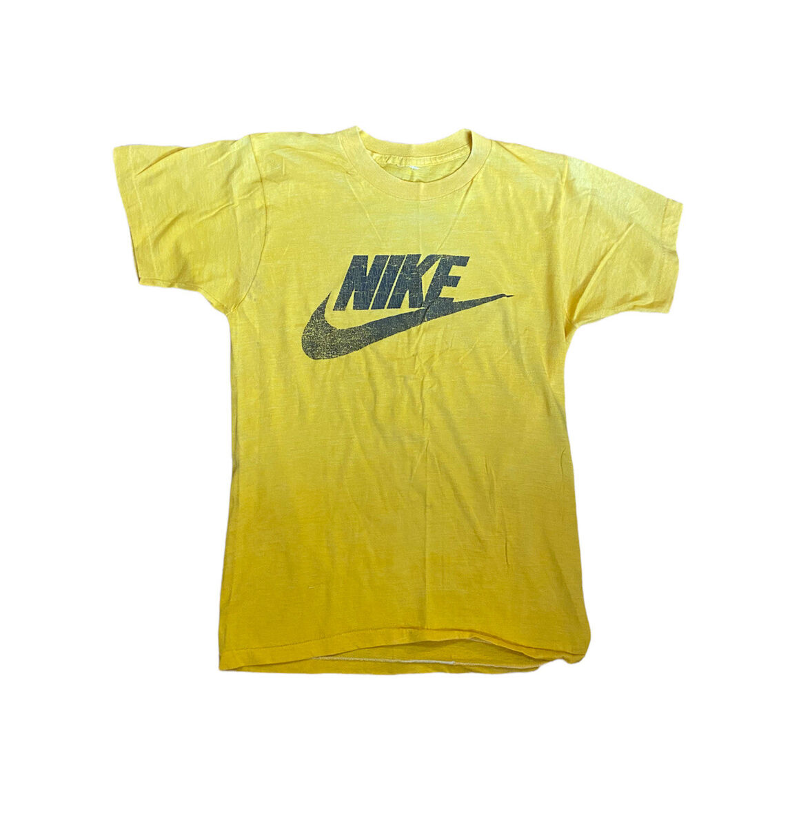 VTG Nike T-Shirt Yellow w Swoosh Spellout Single Stitch Thin VTG Nike T-Shirt Yellow w Swoosh Spellout Single Stitch Thin