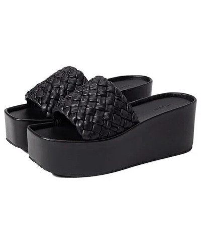 Vince Mari Black Woven Leather 3.25' High Platform Wedge Slip On Sandal 8.5;$350 | eBay