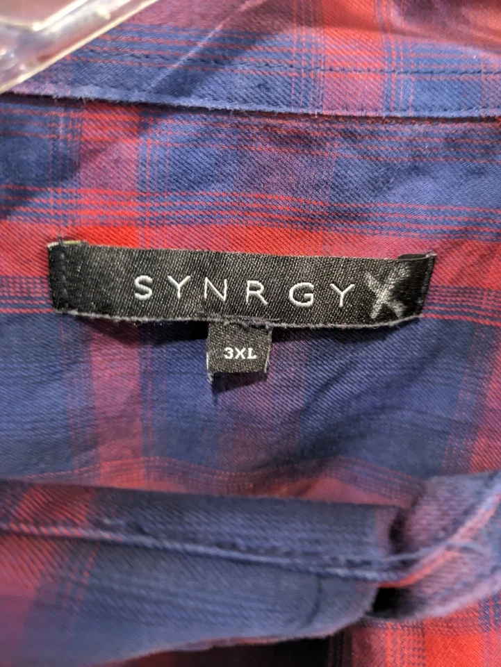 Synergy Mens 3XL Shirt Long Sleeves Button Plaid Casual - Image 3 of 4