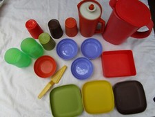 Vintage Tupperware pretend Toys Mini Childs Pitcher Bowls Plates Glasses lids