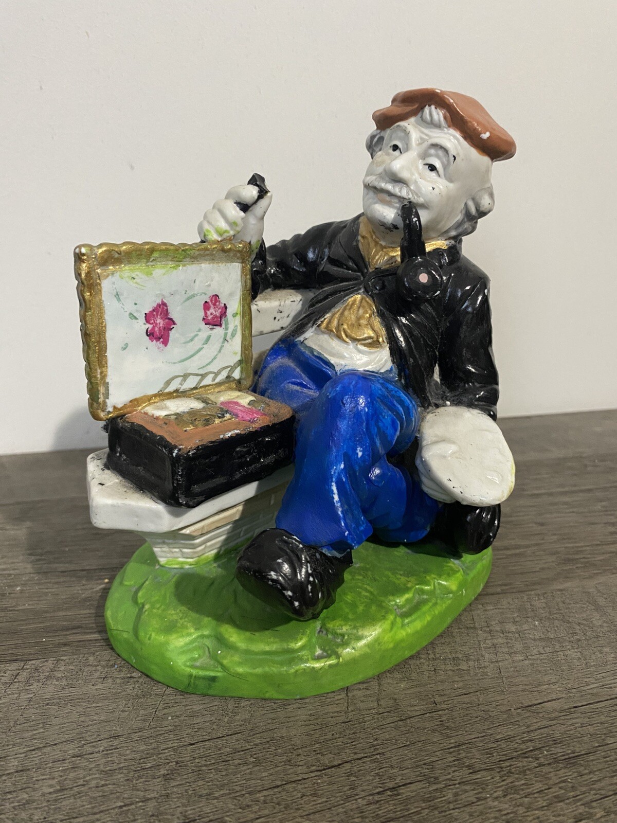 Vintage Ceramic Artist Figurine Smoking Pipe Mid-Century Man Sculpture