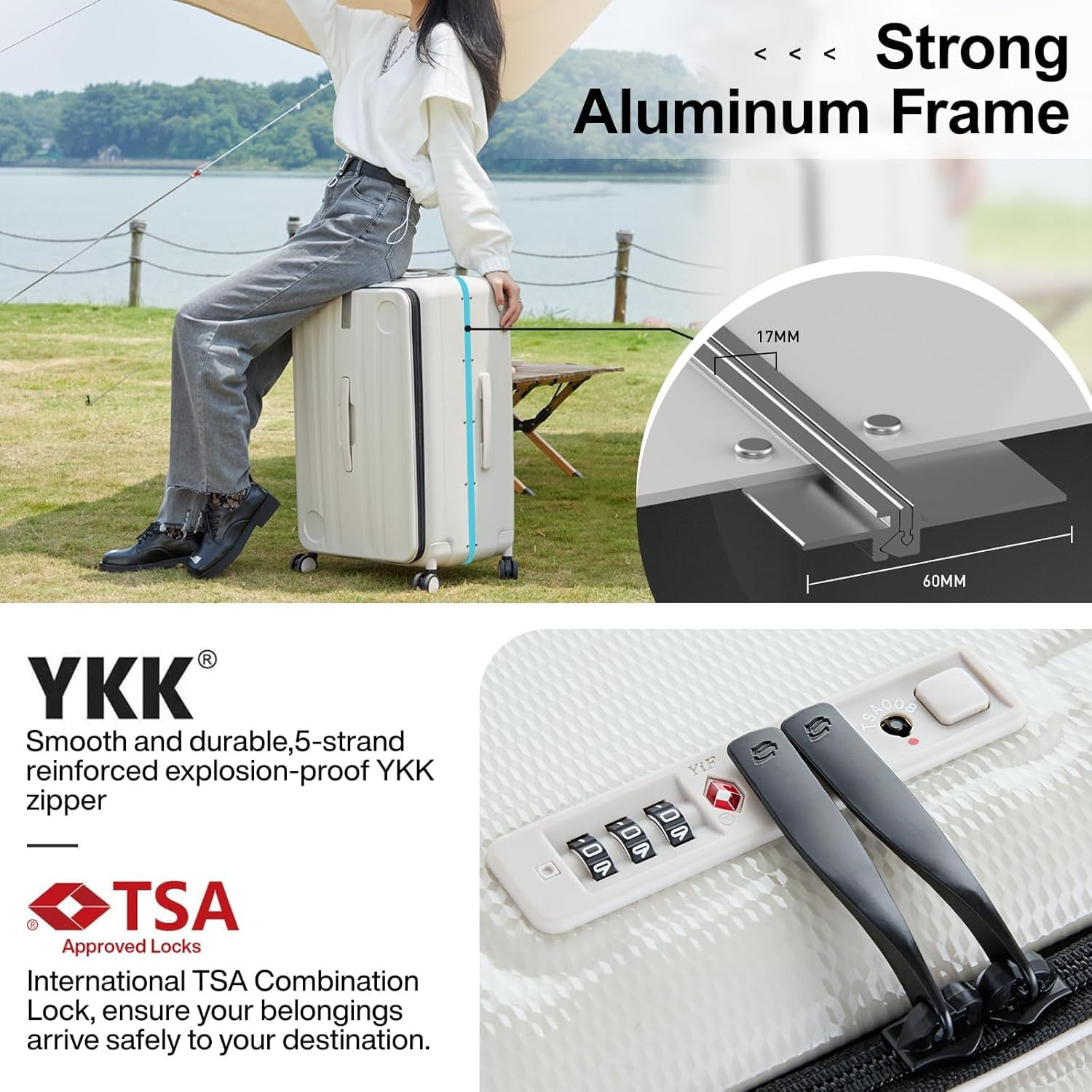Multifunctional 26 Inch Checked Luggage Hard Shell Suitcases with Wheels Travel