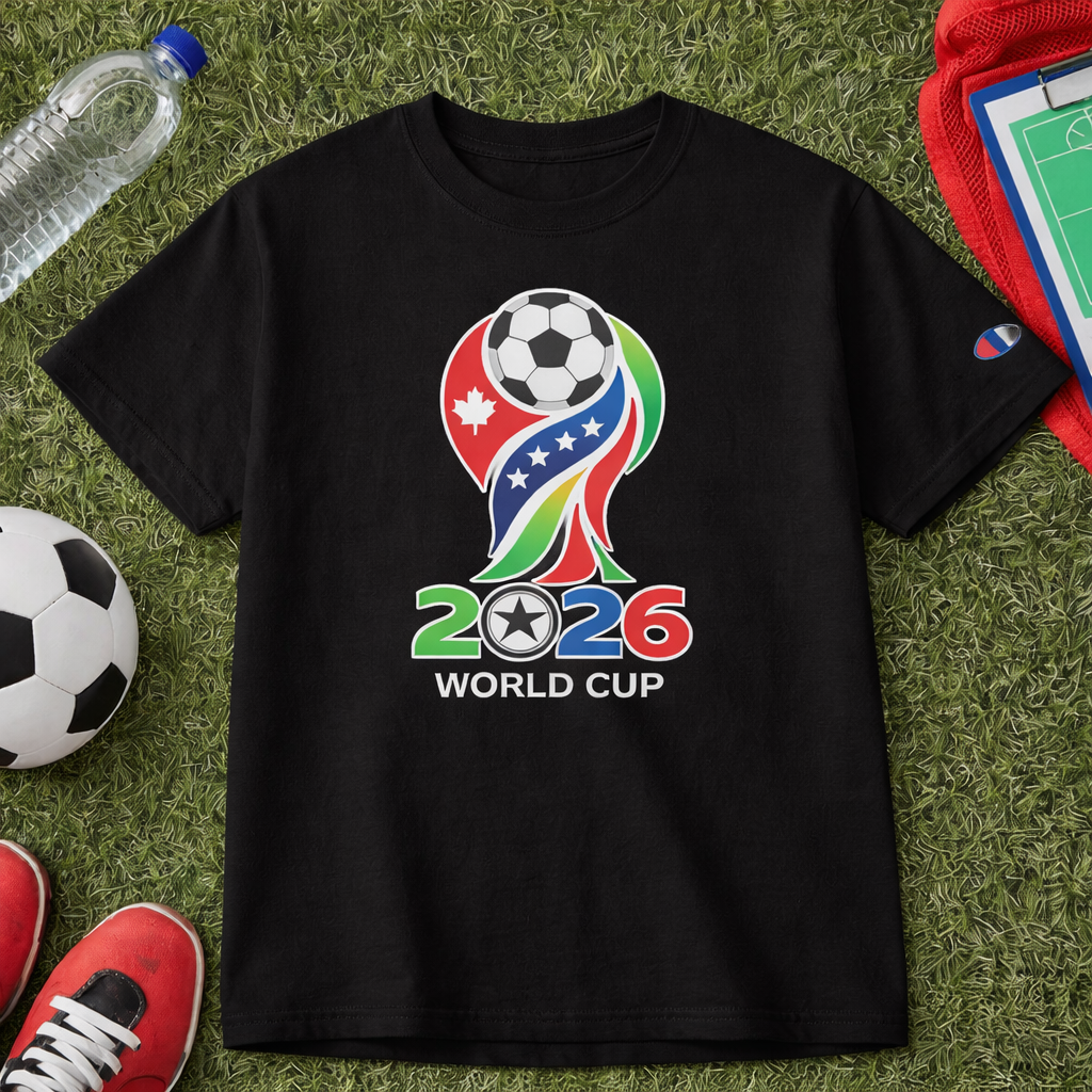 2026 FIFA World Cup T-Shirt Black Soccer Graphic Tee USA Football
