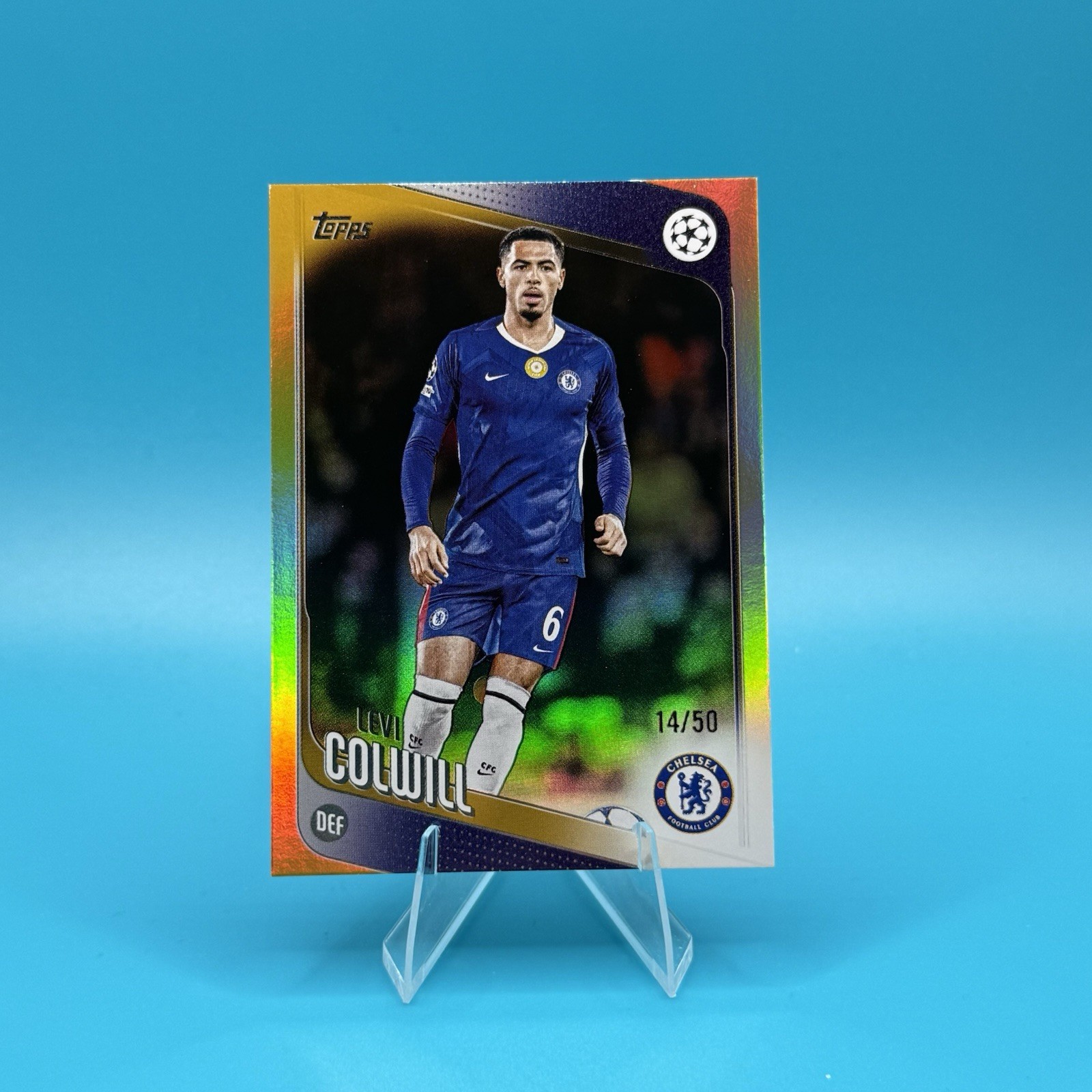 Levi Colwill 2025-26 Topps UEFA Club Competitions Soccer Gold /50 Chelsea FC