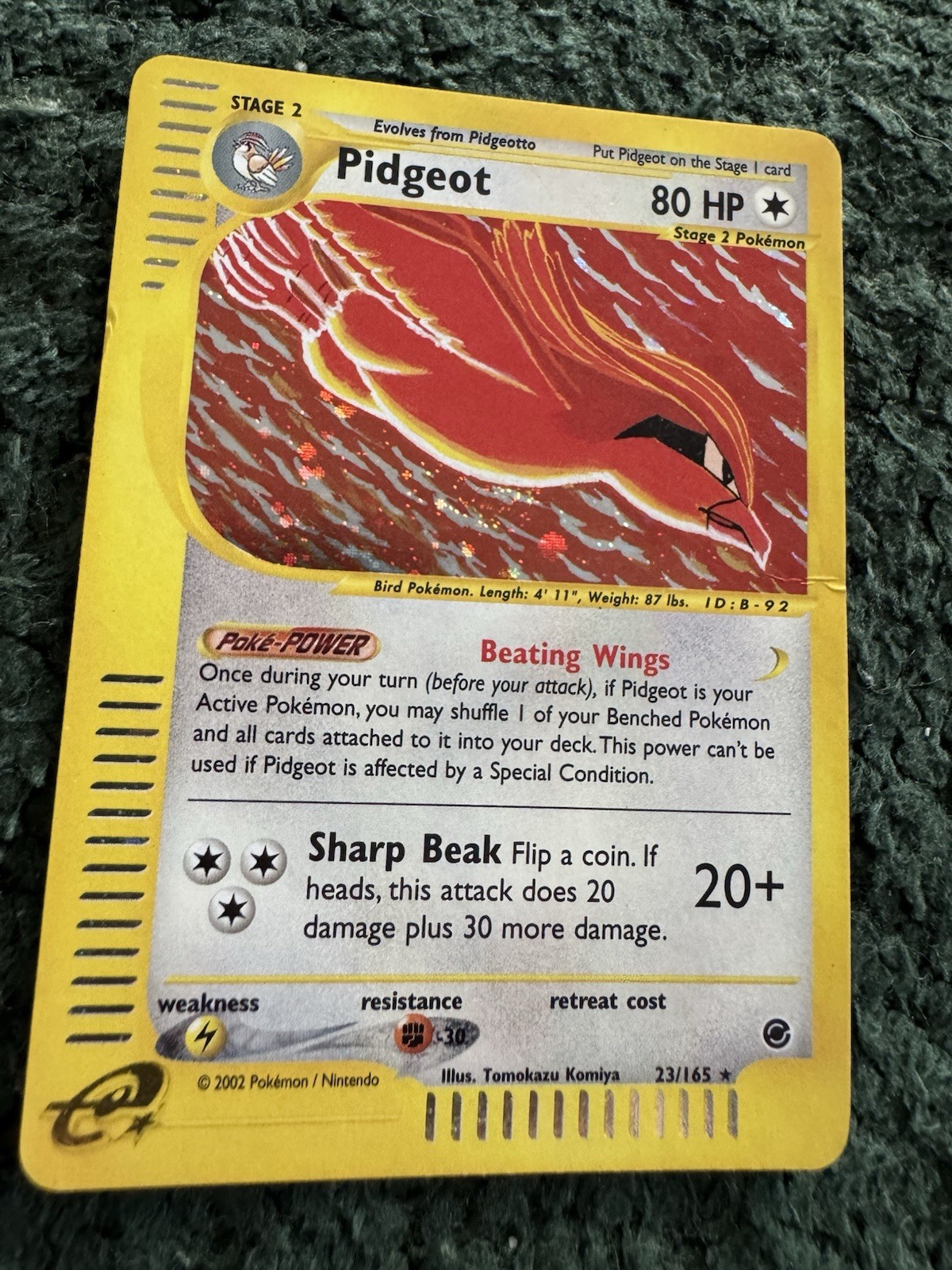 Pokémon TCG Pidgeot Expedition Base Set Holo Rare #023/165 80 HP 2002 English