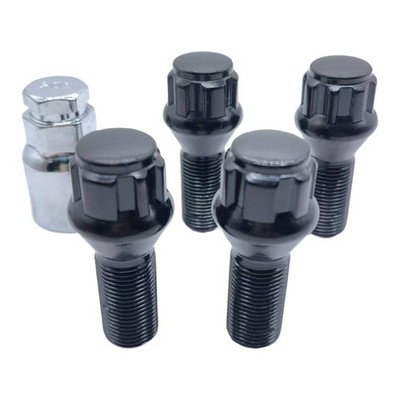 A set of 4 plus 1 M14x1 5 Steel Wheel Anti Theft Bolts for Golf 7 and 8