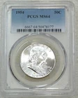 1954 P Franklin Half Dollar PCGS MS64 Frosty White 95% FBL PQ New Holder #V303B