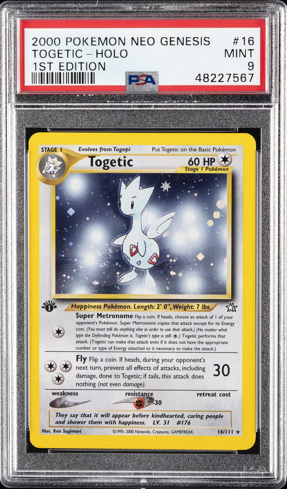 2000 POKEMON NEO GENESIS 1ST EDITION #16 TOGETIC-HOLO PSA 9