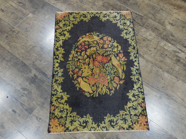 Authentic HandMade Vintage Turkish Pictorial Tree Of Life Bohemian Rug 1.10x2.9