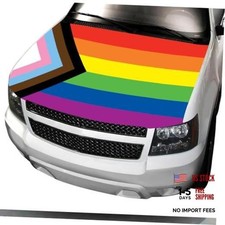 3.5x5 Ft Rainbow Car Hood Cover Flag LGBT Cover Flag Super Elastic Washable UV