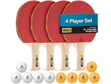 JOOLA Family Premium Ping Pong Paddles Set of 4 with Carrying Case