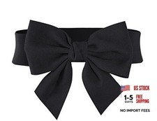 Women's Vintage Bowknot Wide Elastic Stretchy Cinch Belt Large Black
