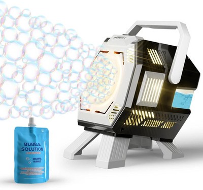 Belemar Bubble Machine for Kids with Lights, 6 Big Bubble Holes, Up to 15,000 Bu