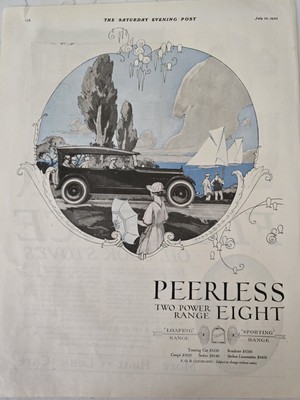 1920 Peerless Two Power Range Eight Car Vintage ad 