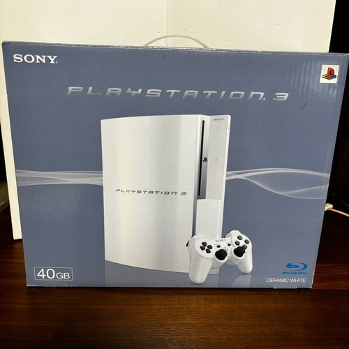 PLAYSTATION 3 (40GB) PS3 sony Ceramic white CECHH00 2 controller with box/5 game - Picture 2 of 21