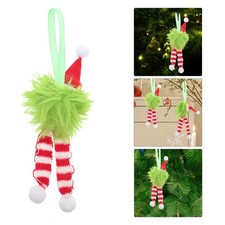 6pcs Furry Christmas Tree Ornaments: Long Plush Design - Striped Scarf  Santa