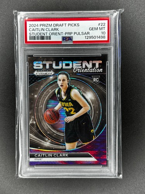 #ad Caitlin Clark RC 2024 Panini Prizm Purple Pulsar #29 55 ROOKIE PSA 10 LOW POP $500.00