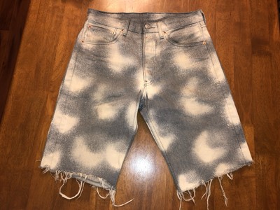 Levi s 501 Bleach Splatter Cut-Off Shorts 32x32 Raw Hem Button Fly Mexico