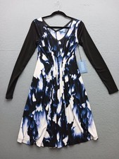 Simply Vera Vera Wang Women XS Dress Multicolor Abstract Long Sleeve V-Neck Fit