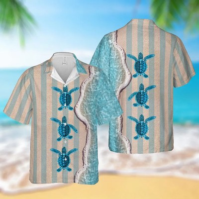 Love Turtle Hawaiian Shirt Blue Beach Summer Ocean Aloha