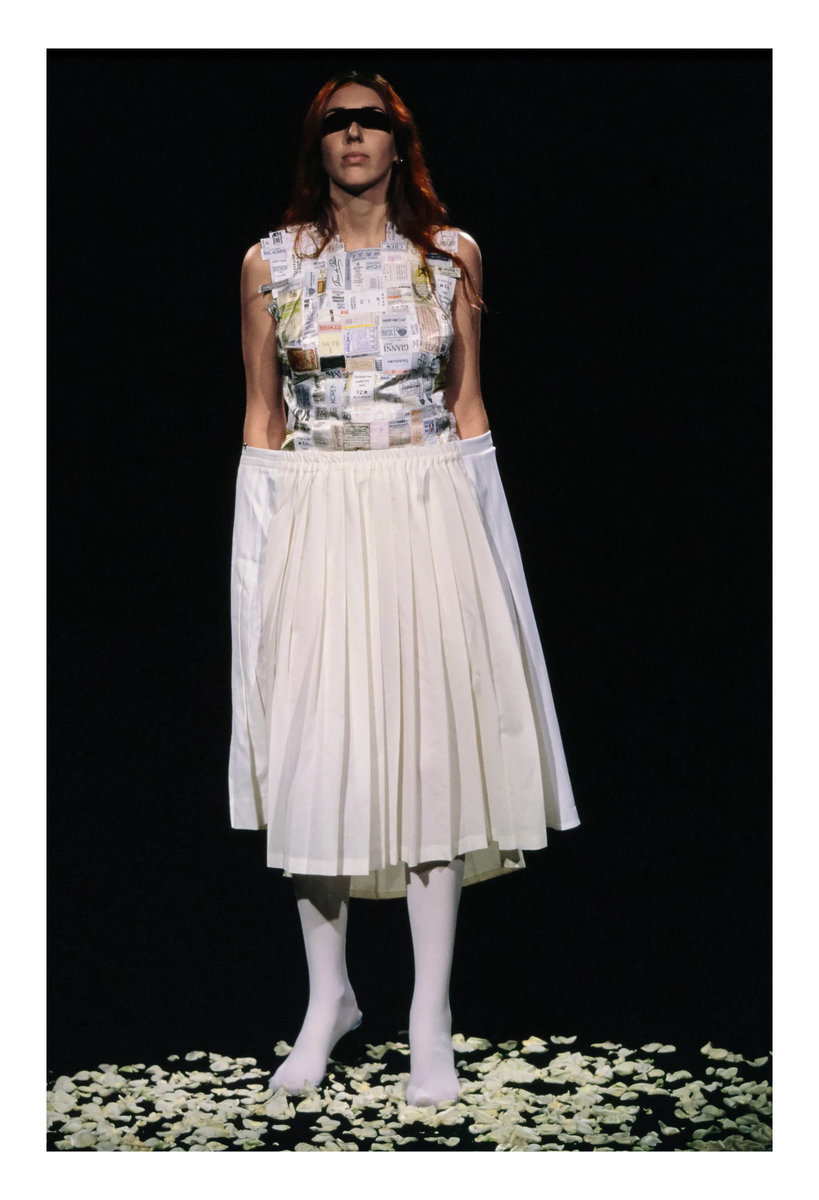 MAISON MARTIN MARGIELA ARTISANAL OFF WHITE PLEATED SKIRT W