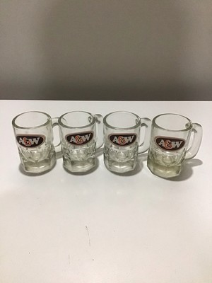 A&W AW Rootbeer Mini Mug Large Vintage Old School Logo X4 LOT