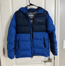 Columbia Boys Hooded Insulated Colorblock Puffer Jacket L 14/16 Blue/Navy