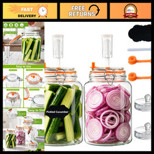 2 Pack 1 Gallon Glass Fermentation Jars with Airlocks, Weights  Lids
