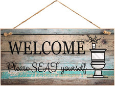 Funny Wall D cor Sign for Bathroom, Farmhouse Rustic Bathroom Wall Art Pictures