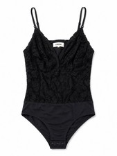 L'AGENCE Black Lace V-Neck Bodysuit