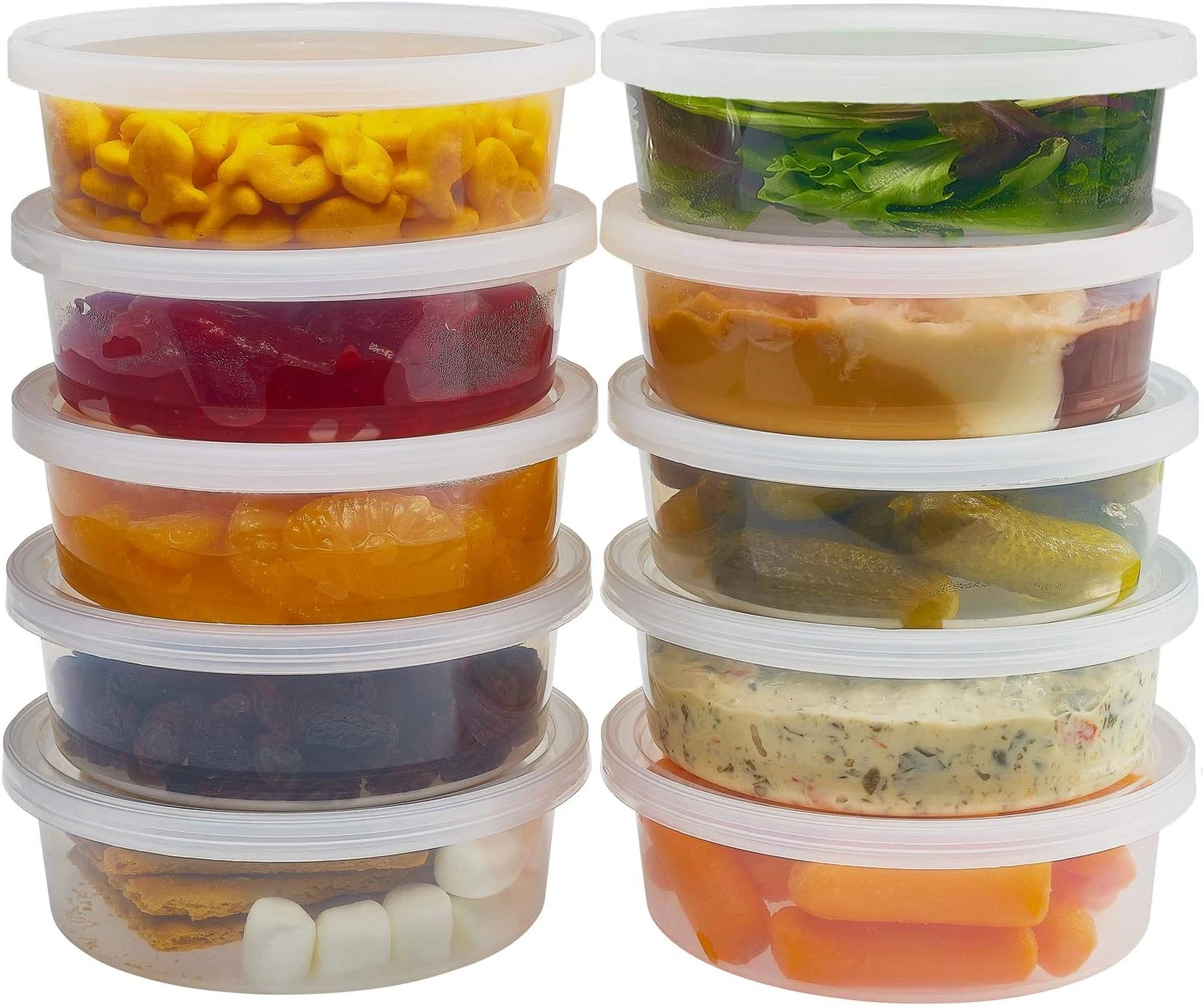 - Deli Containers with Lids 8 Oz. Leakproof - 40 Pack Plastic Microwavable Clear